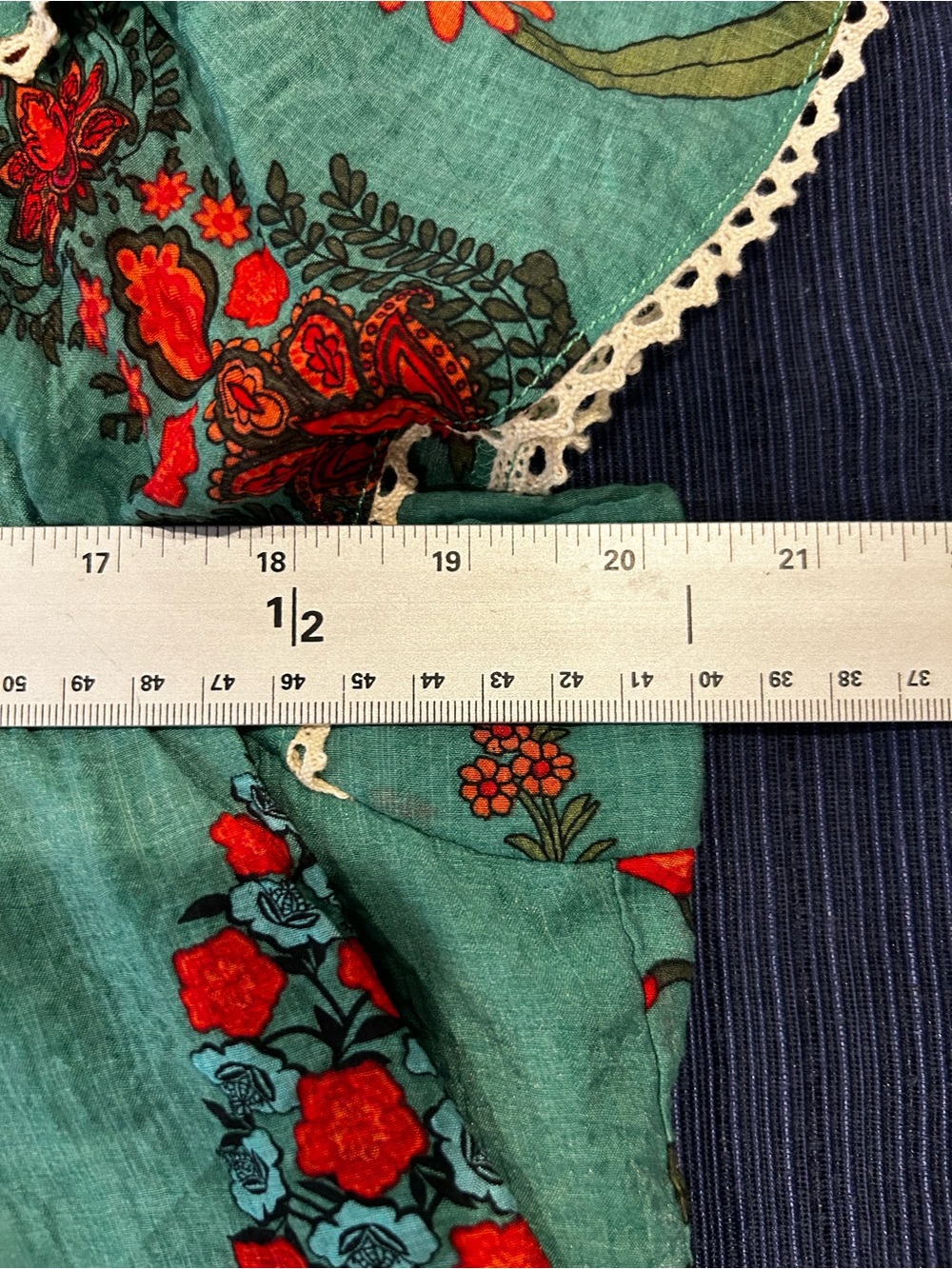 THML Clothing Green Floral Peasant Tunic Blouse with Ruffle Sleeves, Tassels L - Picture 11 of 16